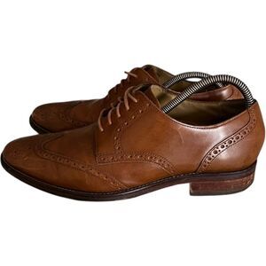 Cole Haan Brown Leather Oxford Dress Shoes with Wingtip Detailing